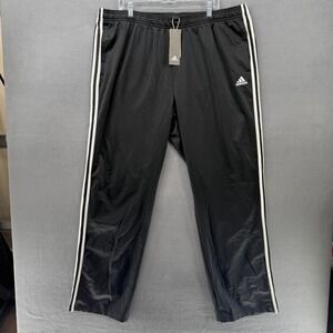 Adidas Track Pants Mens 3XLT TRICOT 3-Stripe Pockets Black White BK7402 NEW
